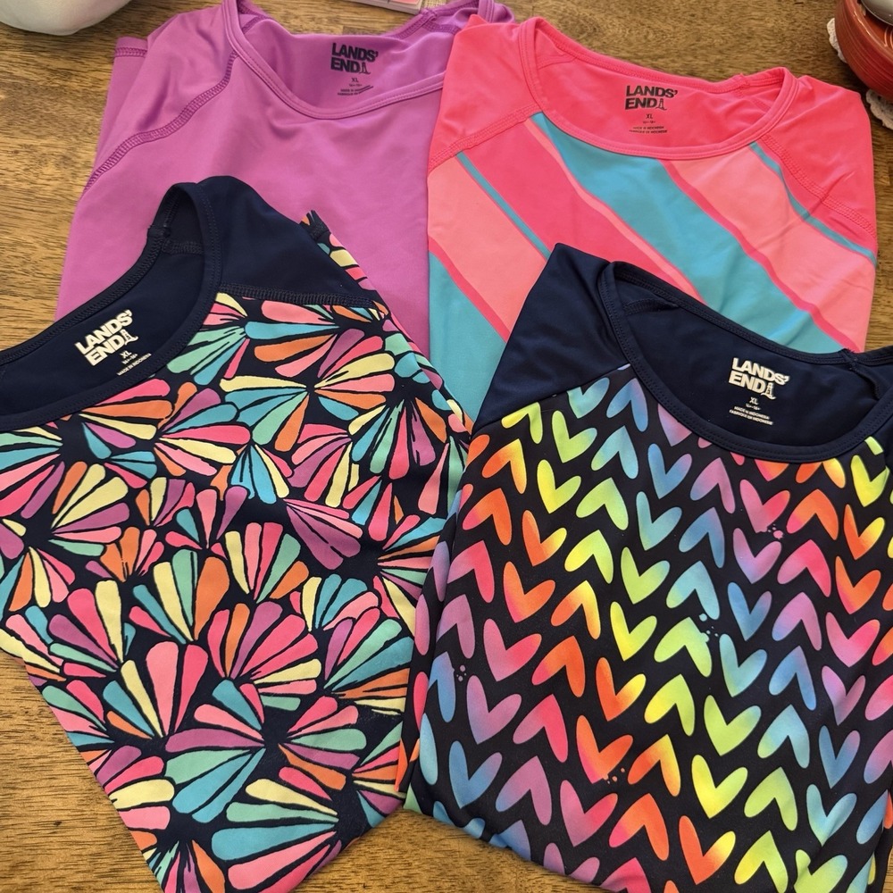 Lands End Girls Youth XL (14/16+) Plus Rash Guard Lot Bundle